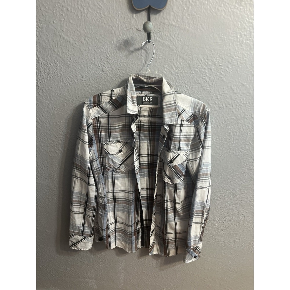 BKE Pearl Snap Button Up Western Shirt Plaid Womens‎ Size Small